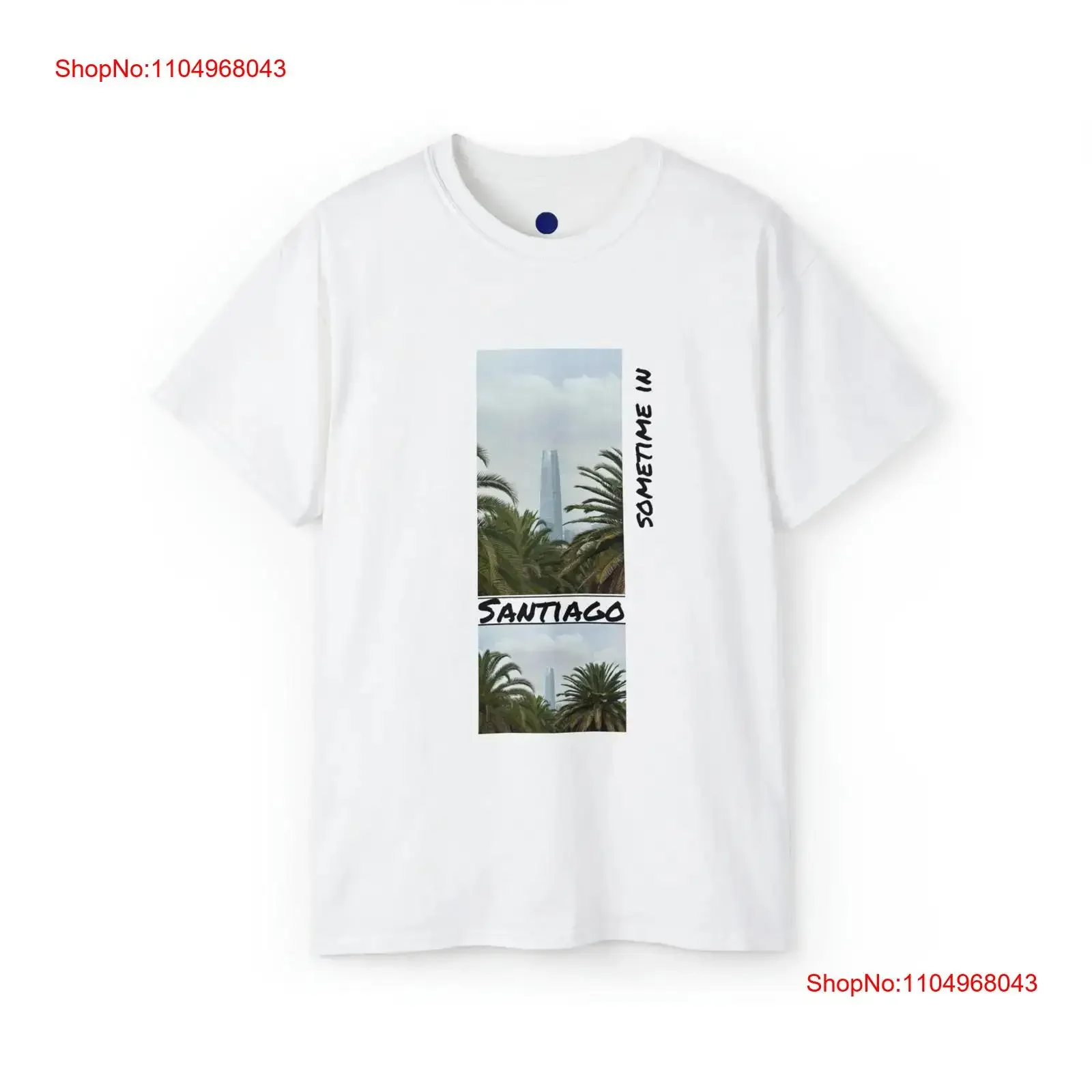 

Santiago Chile City White T shirt vintage Washed Stretched streetwear homme Stylish designer clothes graphic Unisex fashion