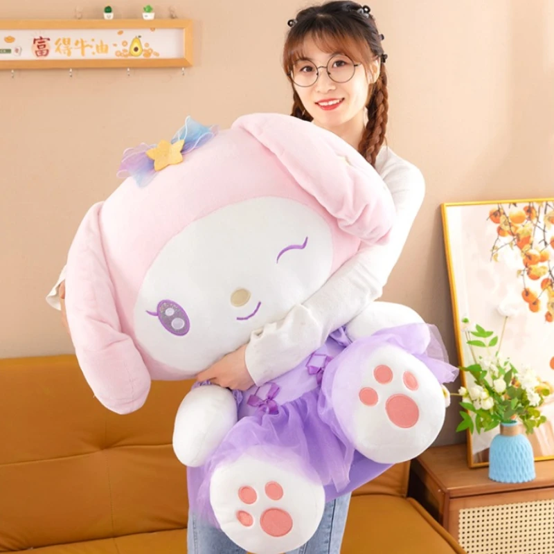 65CM Big Size Purple Yarn Hello Kitty Cute Party Kuromi Stuffed Plushies Cartoon Cinnamoroll My Melody Room Decoration Toy Gift