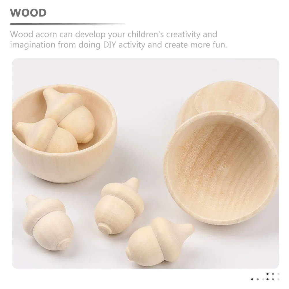 30 Pcs Woody Acorn Mini Wooden Acorns Toy DIY Material Home Accessories Embellishments Playthings Jesus Crafts For Unfinished