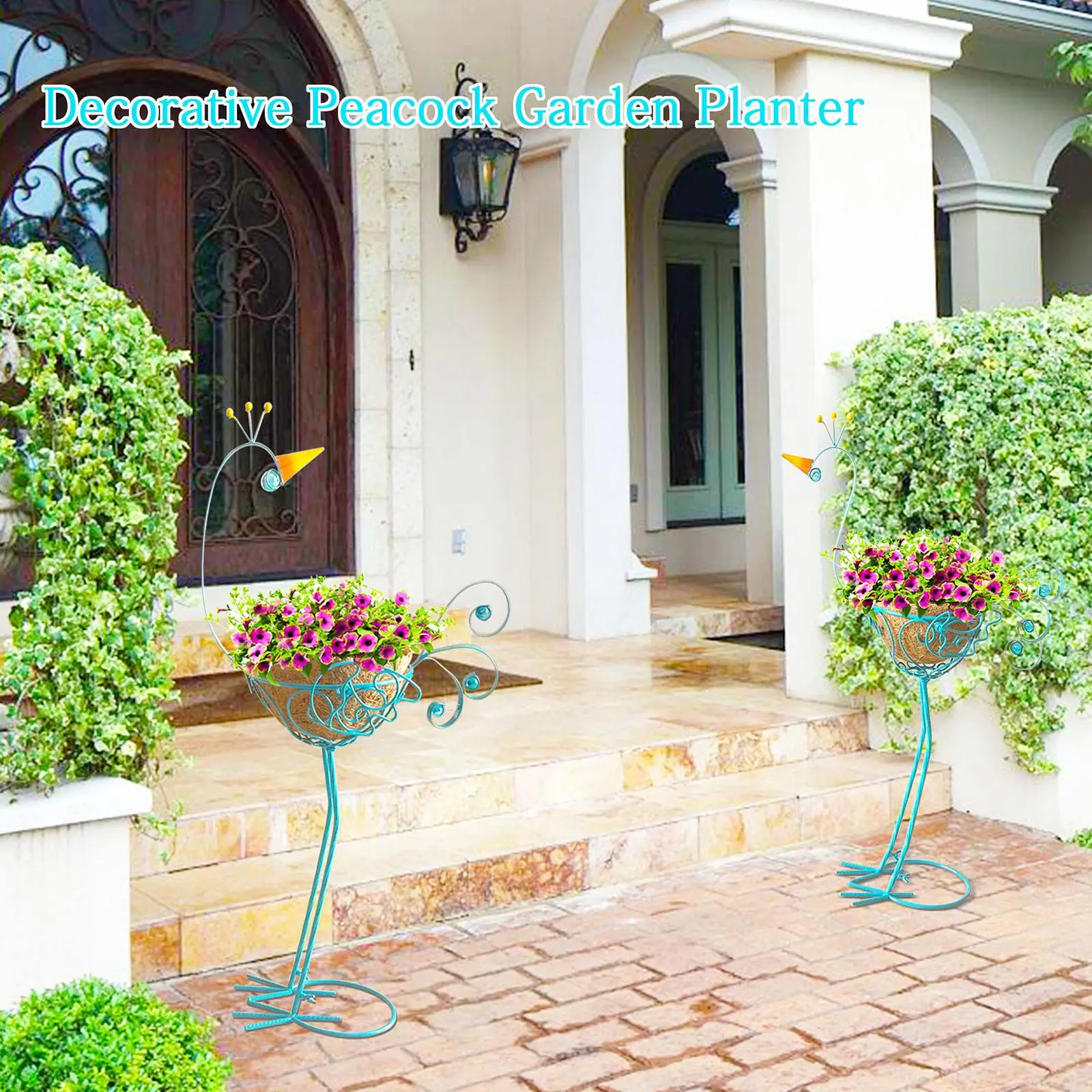 2Pcs Peacock Planter Animal Statues Garden Plant Holder for Porch Party Yard
