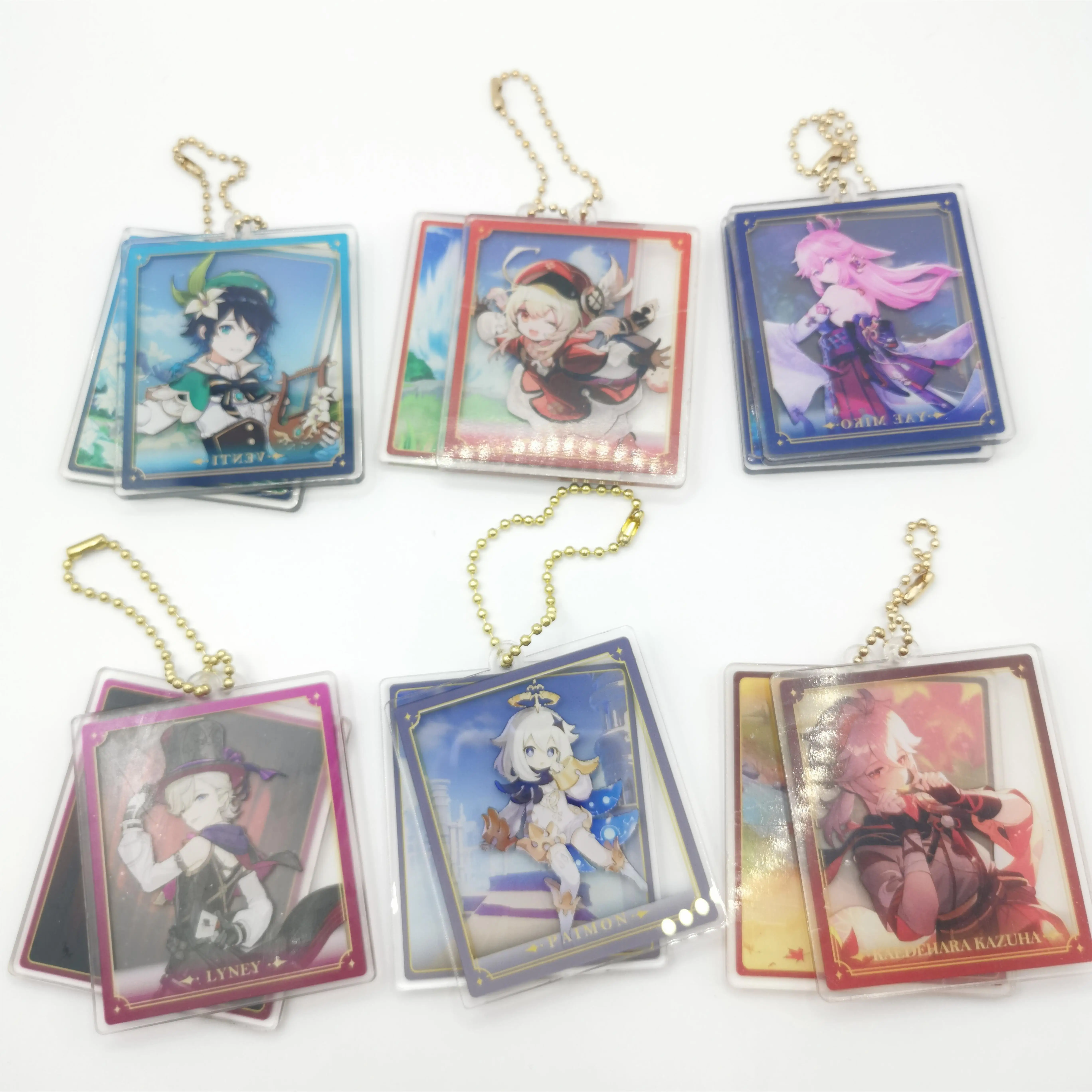 1Pcs Anime Game Genshin Impact Lyney Klee Paymon Keyring Girl's Bag Pendant Keychain Accessories  Double-Deck Acrylic Decoration