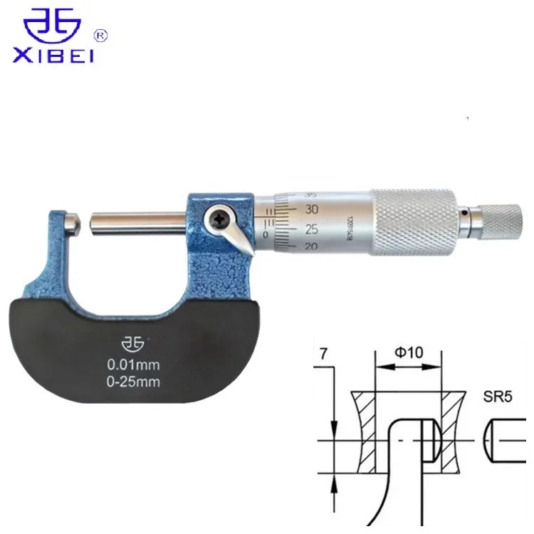 

Wall Thickness Micrometer/micrometer/ball Head Round Head/measuring Tube Wall Thickness 0-25-50mm