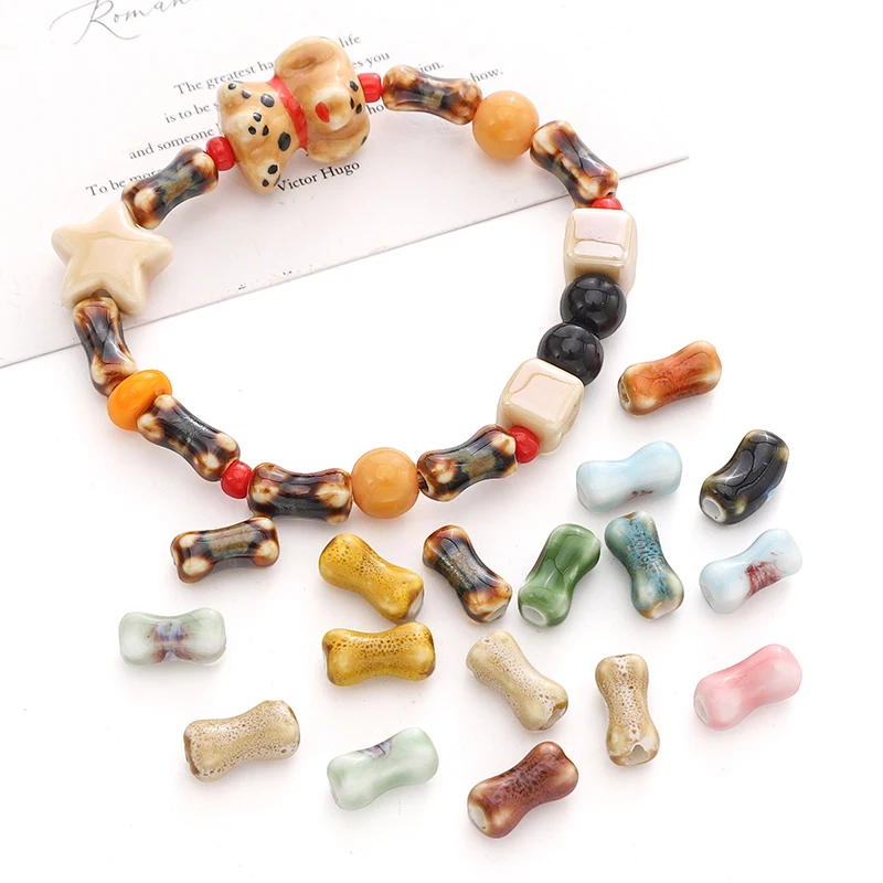 

2/10pcs 6x12mm Ceramic Beads Fashion Colors Bone Shape Beads DIY Loose Spacer Bead Handmade Bracelet For Jewelry Making Craft