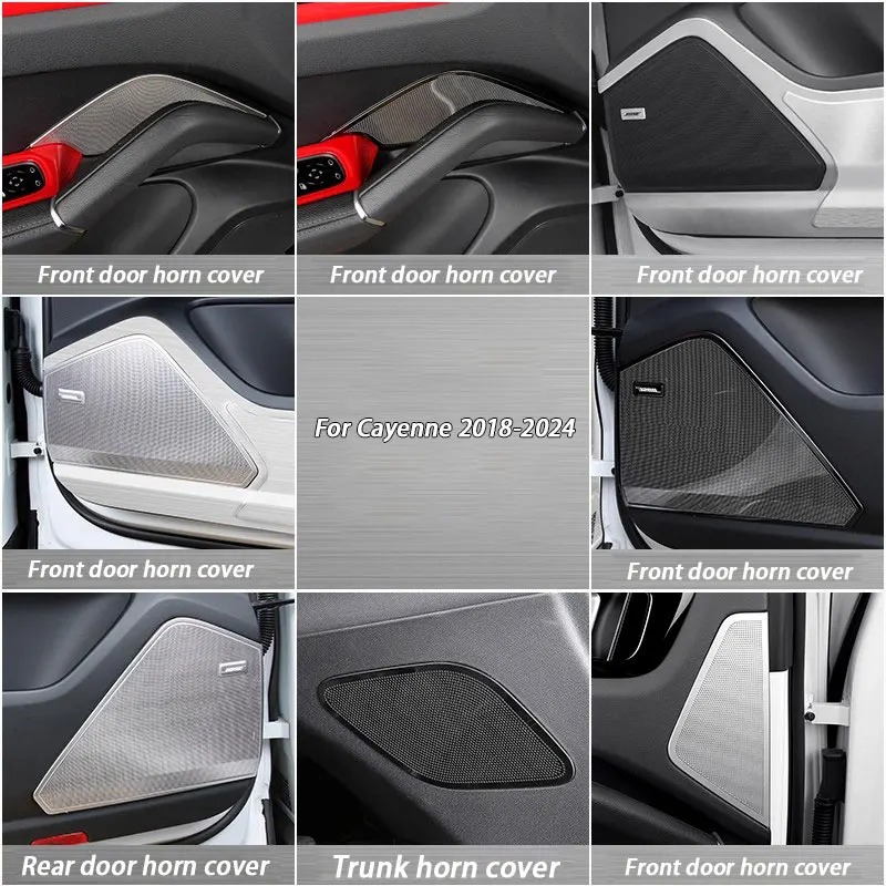For Porsche Cayenne 2018 2019 2020 2021 2022 2023 2024 Car Door Horn Protection Cover Audio Speaker Decorative Modification Part