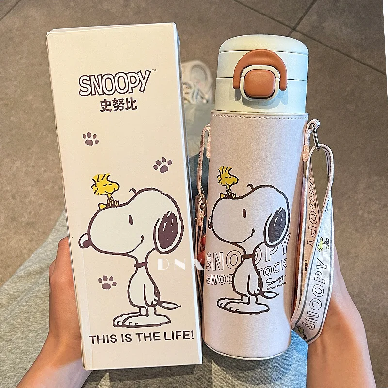 

Snoopy Children's Thermos Cups with Straw Food Grade 316 Stainless Steel Student Portable Large Capacity Water Cup Gift