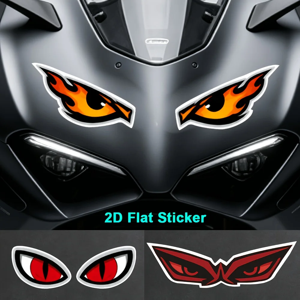 Devil Flame Eyes Matte Vinyl Sticker, Waterproof Removable Decal for Motorcycle, Bike, Helmet & Car Dark Street Custom Decor