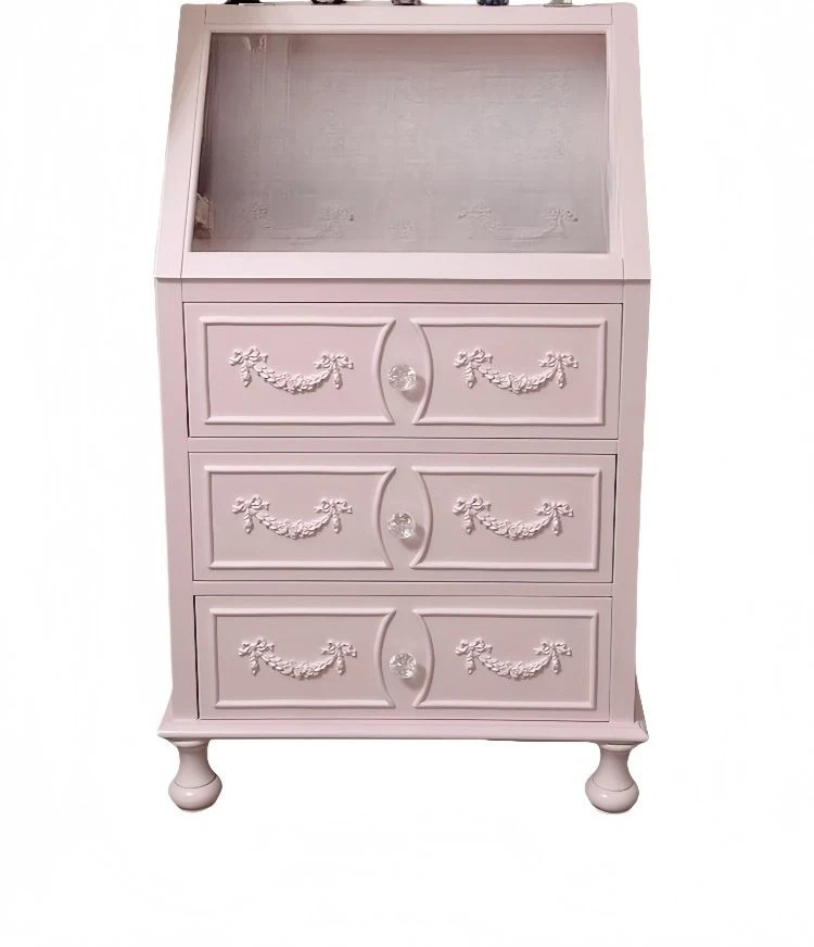 

French Wooden Bucket Cabinet Side Cabinet Dopamine Color Storage Locker