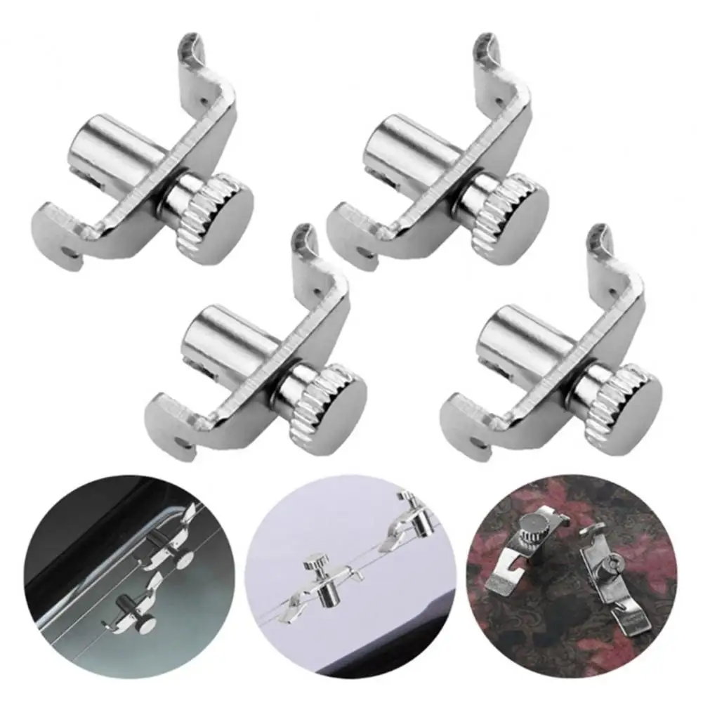 4Pcs 1/8 Violin Fine Tuners 2cm Nickel-Plated Steel Micro Tuners For Erhu And Kids Violin Easy-Install String Adjusters Beginner