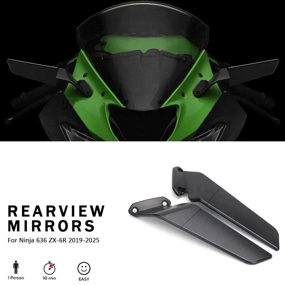 

Stealth Winglets Rearview Mirrors Motorcycle Side View Mirror For Kawasaki Ninja 636 ZX-6R ZX6R ZX 6R 2019-2025
