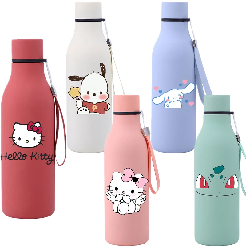 Nuova bottiglia isolata in acciaio inossidabile Kawaii sanhos da 550Ml Anime Kuromi My Melody Hellokittys tazza per acqua con isolamento freddo