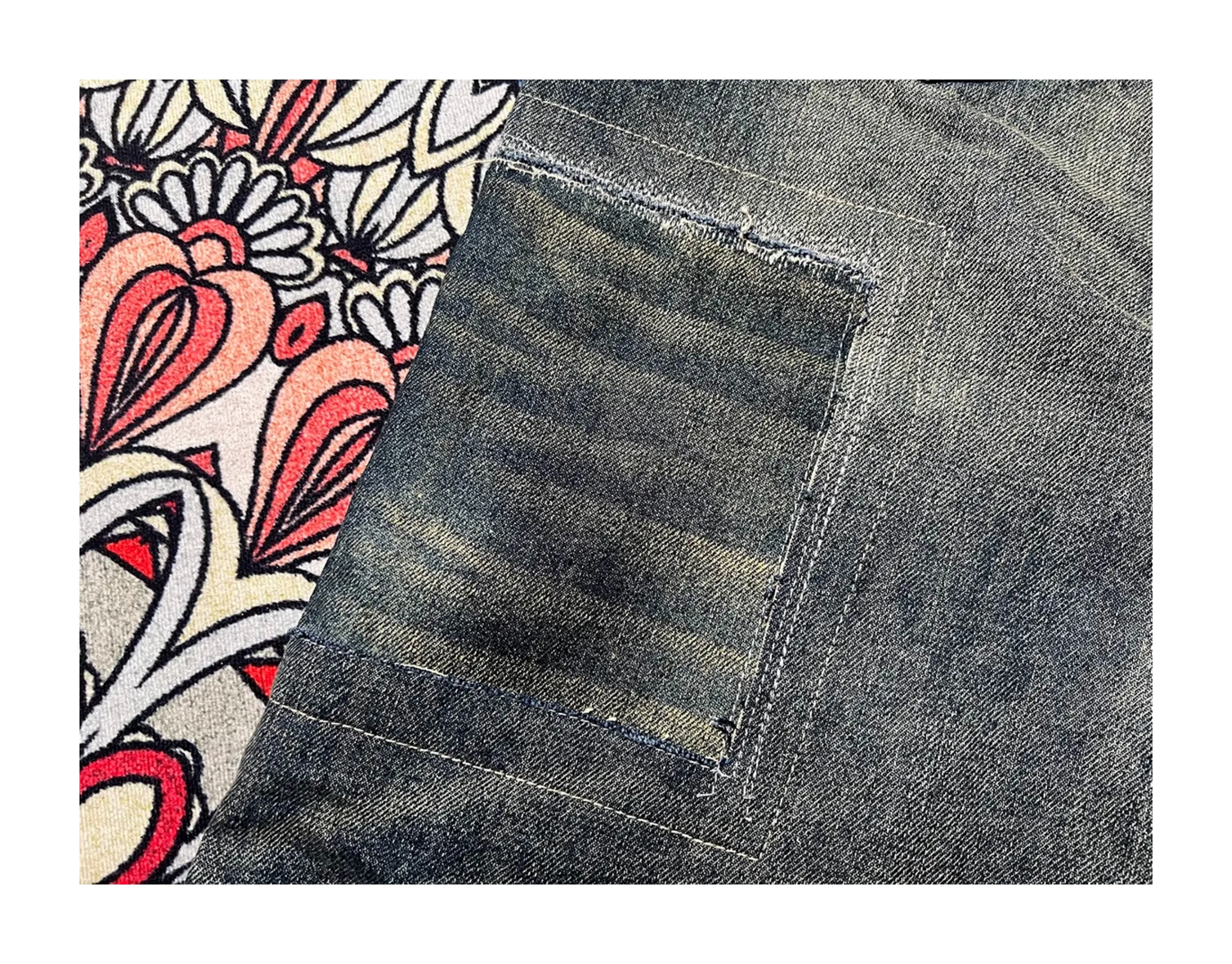 Ready Stock  Jeans Washed Destroyed Old Patch NBHD Men's Women's Denim Trousers Japanese