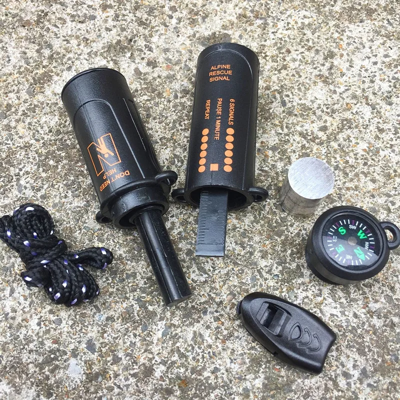 New Pocket 10-in-1 EDC Fire Starter Stick, Waterproof Magnesium Ignition Stone with LED Light, Portable Outdoor Tool
