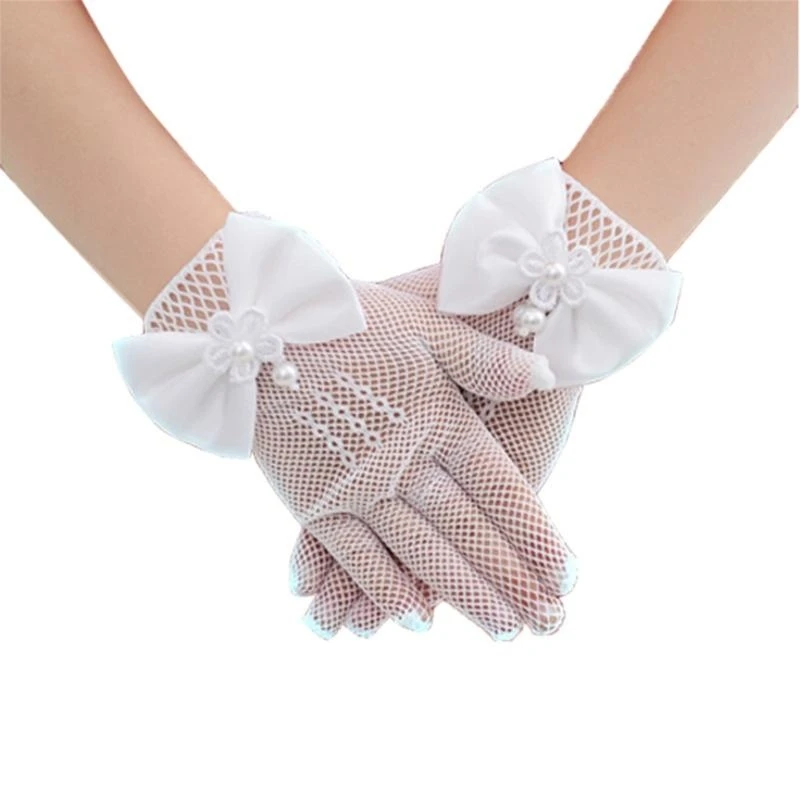 Verfijnde handschoenen zoete visnet wanten voor meisjesjurken jurk met kant