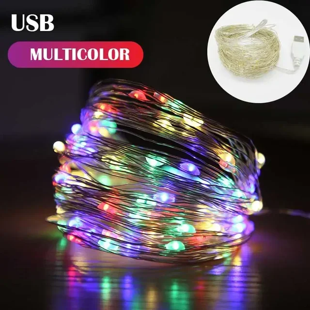 1/3/5/10M Waterproof USB LED Lights String Copper Wire Fairy Garland Light Lamp Christmas Wedding Party Holiday Lighting Wreath