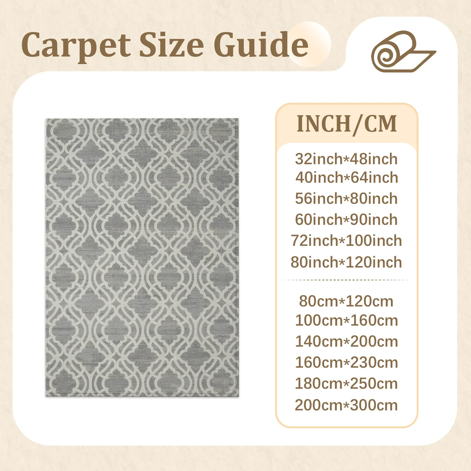 Large Indoor Area Rug, Soft Velvet Low Pile with Non-slip Dotted Backing, Machine Washable Gray White Geometric Trellis Pattern Rug for Living Room, Bedroom, Home Decor Spaces