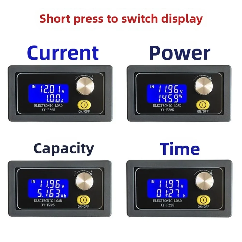 Fluorescent Yellow FZ25 FZ35 Electronic Load Module For Battery Capacity Test 0.01A Accuracy Constant Current Discharge Tool