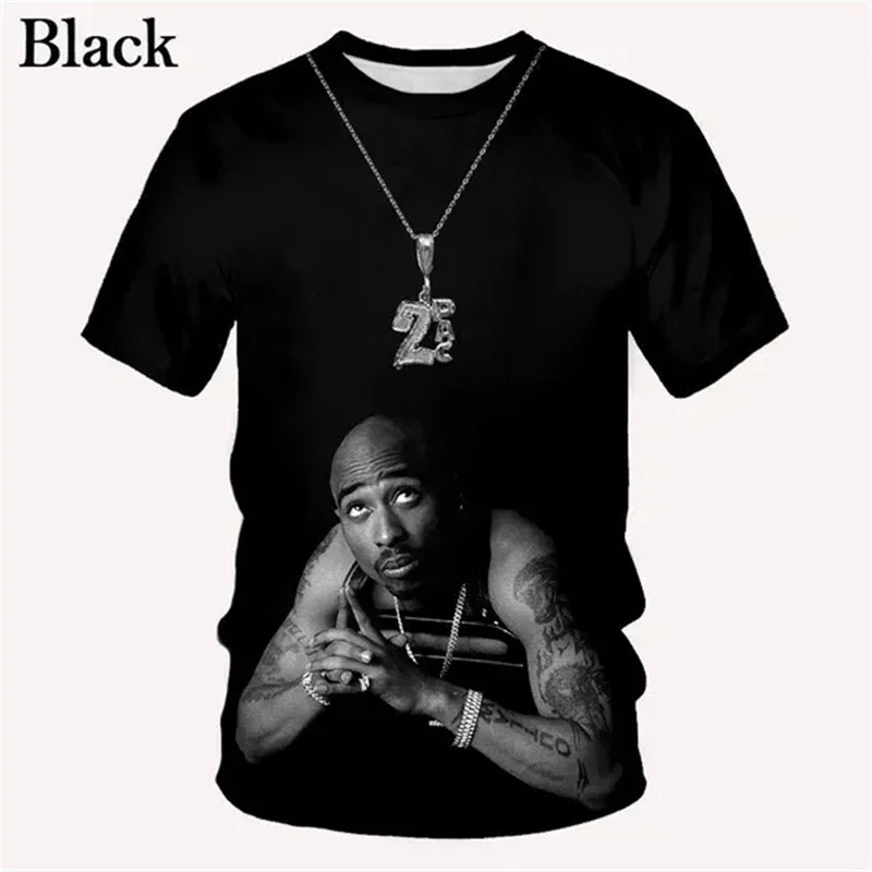 2pac Tshirts Rapper Star Tupac 3D Print Summer Tees Streetwear O-Neck Short Sleeve Casual Oversized Men Women Tshirt Clothes