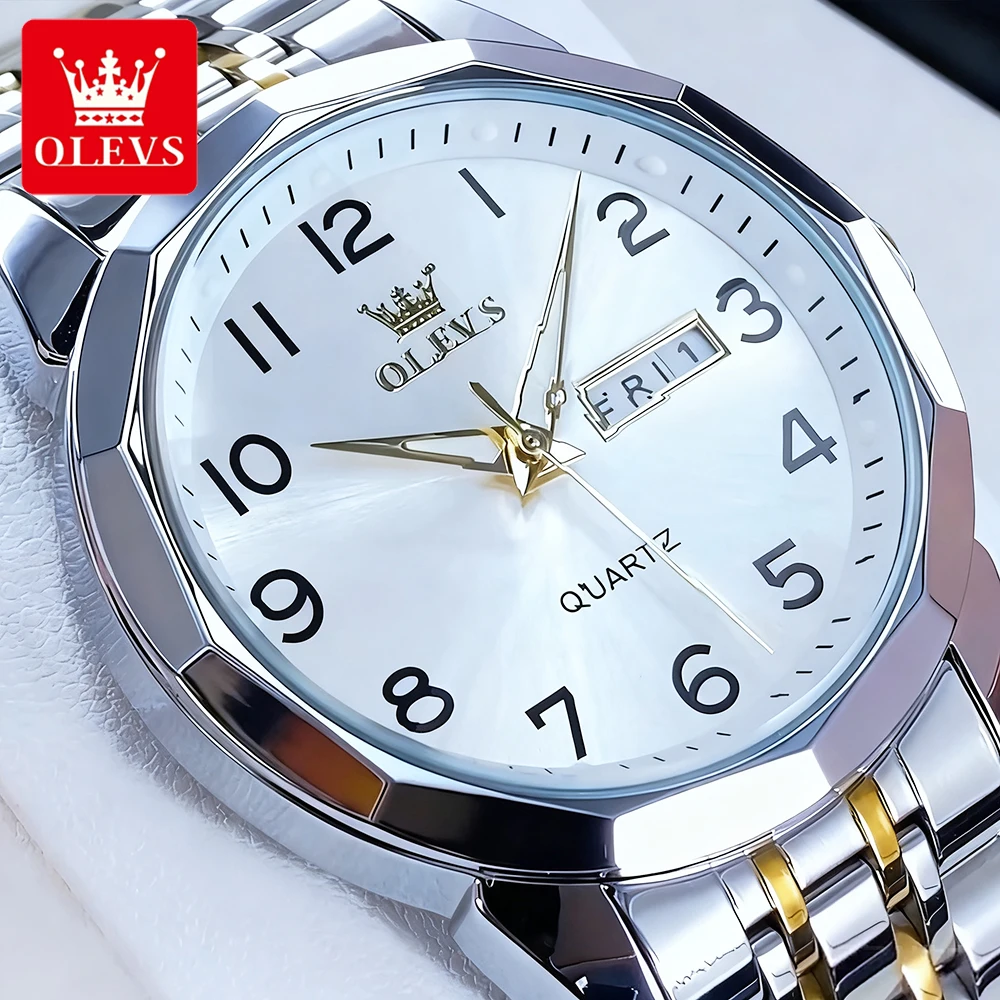 

OLEVS мужские часы трендовые модные изящные стали лучший бренд оригинальные кварцевые наручные часы для мужчин водостойкие светящиеся дата неделя reloj