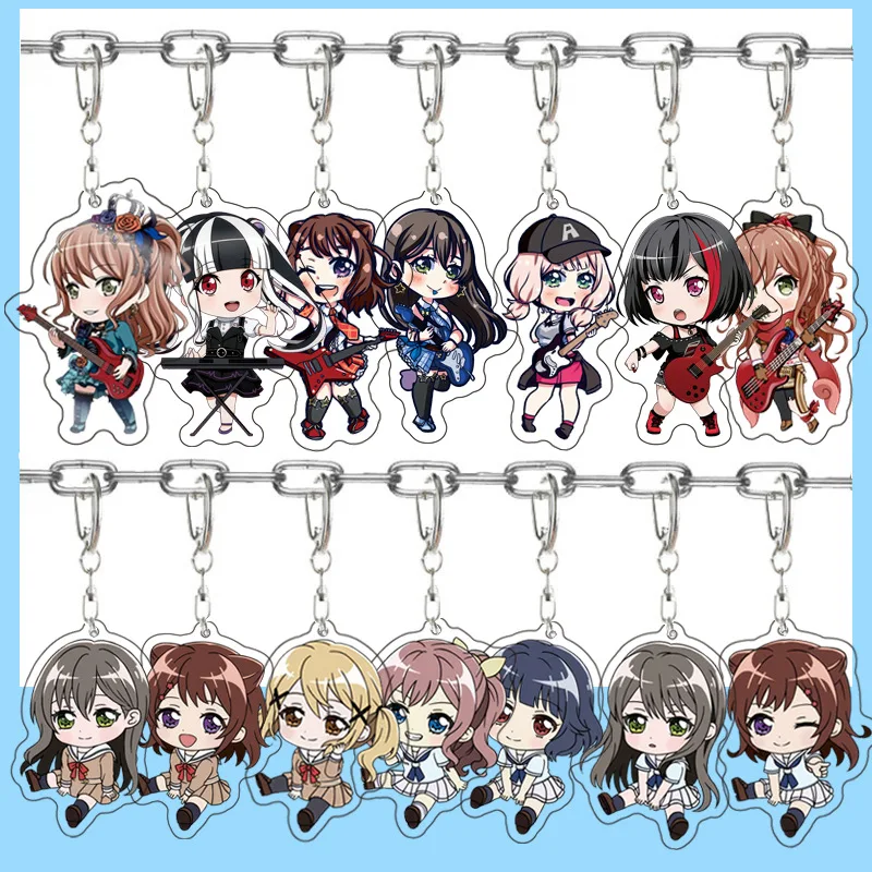 Anime BanG Dream Acrylic Keychain Cartoon Figure Toyama Kasumi Hanazono Tae Ushigome Rimi Pendant Keyring  For Girls Gift 6cm