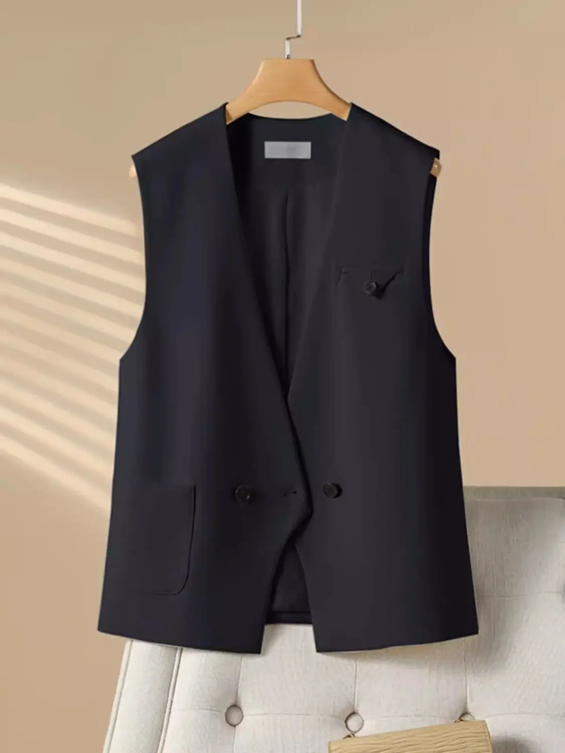 Spring And Autumn Style Suit Vest Fashion Korean Version Loose Casual V-neck Versatile Vest Shoulder Jacket