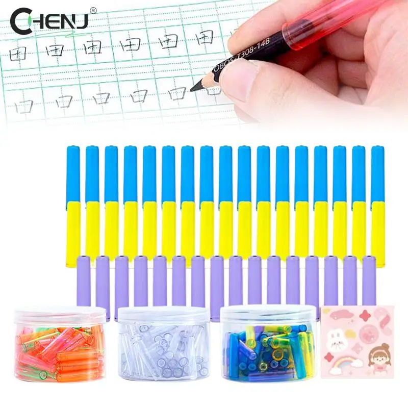 24/50Pcs Color Plastic Prize Gifts Gifts For Kids Kawaii Student Children Pencil Extender Pen Protector Cap Pencil Cap