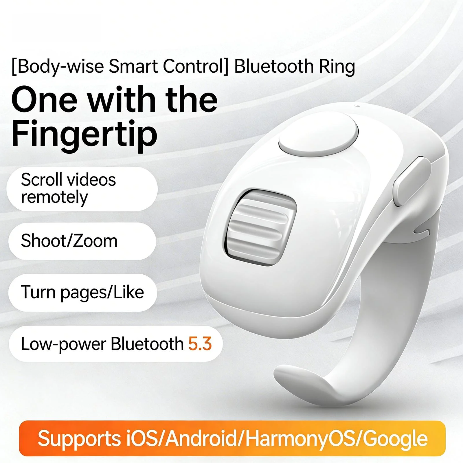 Wireless Bluetooth Ring Mouse Remote Control Photo|Video Take Short Video Browsing E-book Page Turner for iOS Android HarmonyOS