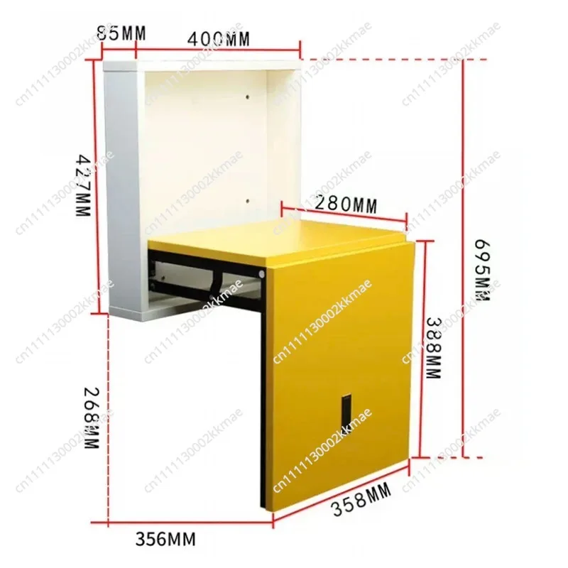 Household Hidden Living Room Cold-rolled Steel Wall-mounted Folding Stool Embedded Shoe-changing Stool Hardware Accessories