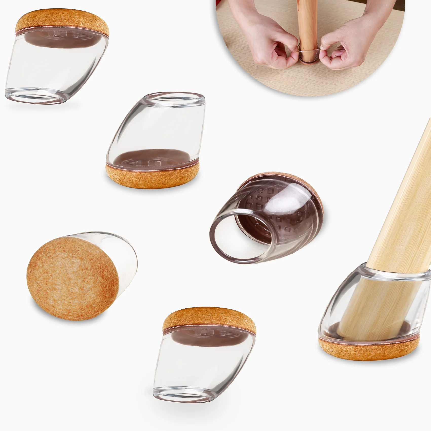 

16PCS Chair Leg Floor Protectors Silicone Chair Leg Caps for 15~25° Tilt Chair Legs Hardwood Floor Non Slip Felt Furniture Pads