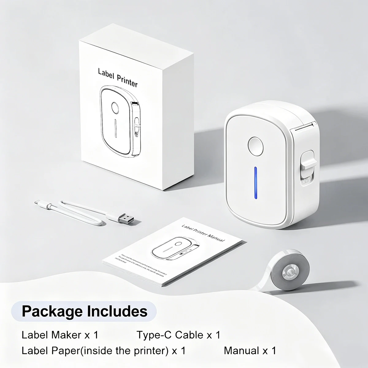 Portable Mini Label Printer Bluetooth Inkless Self-adhesive Thermal Labels Printer Sticker Maker Adhesive Mini Labeling Machine