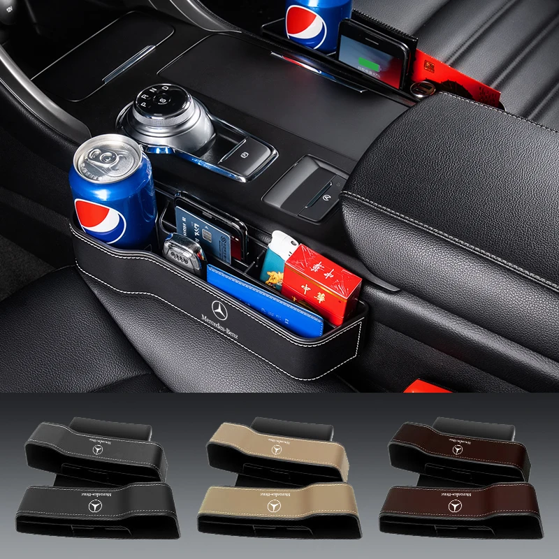 Leather Car Seat Organizer Wallet Phone Storage Box Cup Holder For Mercedes Benz A B C E G R S CES CLA CLG CLK CLS Class EQC GLA