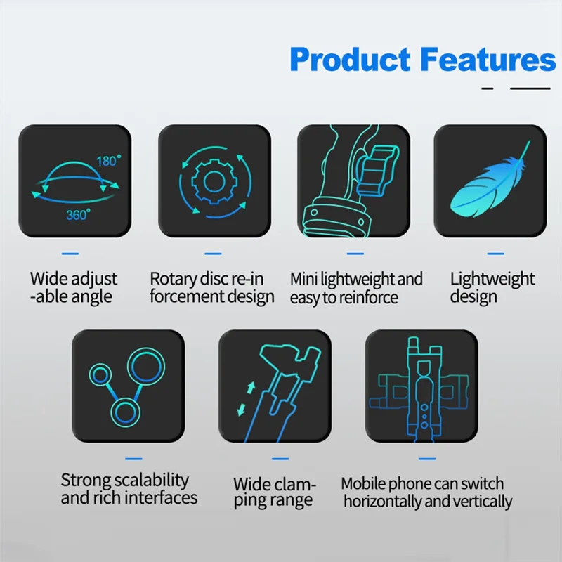 FULL-1Set Multifunctional Cold Boot Mouth Rotating Phone Clip Live Monitor Phone Holder Black