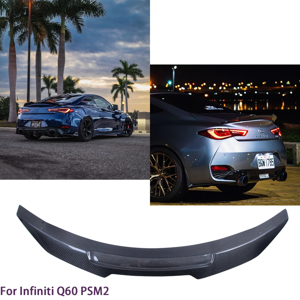 

For Infiniti Q60 Q60S Coupe PSM Style Carbon fiber Rear Spoiler Trunk wing 2013-2023