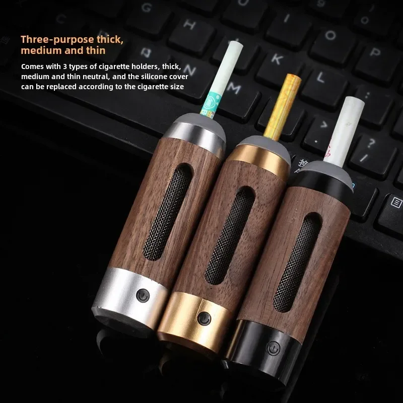 Car Cigarette Lighter Manual Solid Wood Car Ashtray Portable Fashionable Carry It with You Safe Smoking Tool Men Gift
