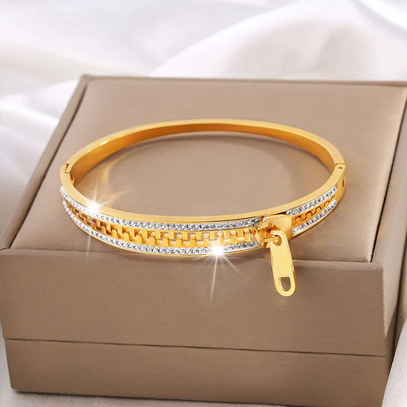 Original Zipper Bracelet Charm Bangle Stainless Steel Zip Hand Bracelets Gold Plated Luxury Jewelry for Women Designer