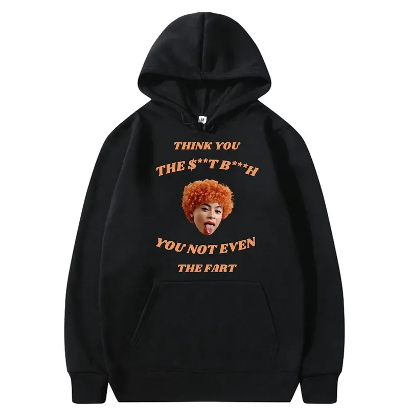 Ice Spice think You meme graphic hoodie male vintage oversized sweatshirt men women hip hop funny casual hoodies cotton pullover