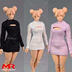 1/12 Scale Female Open Chest Striped Sweater Dress Clothes Model Fit 6'' Romankey X COWL Female Soldier Action Figure Body
