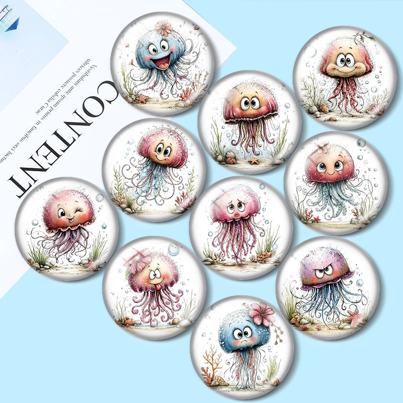 Cute  Sea Creature 12/18/20/25mm glass cabochon  bracelet pendant rings for jewelry demo earrings back Making findings