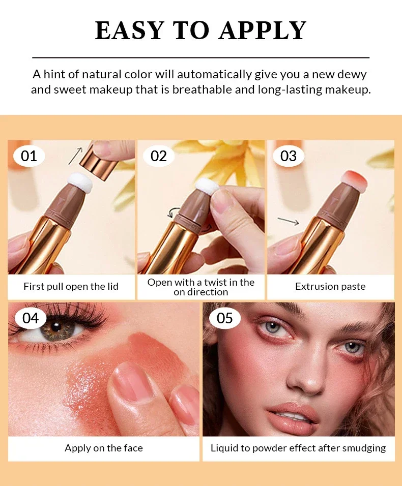 Crema contorno liquido impermeabile a lunga durata con evidenziatore e correttore con pennello in spugna: setosa e cremosa sul viso e il corpo