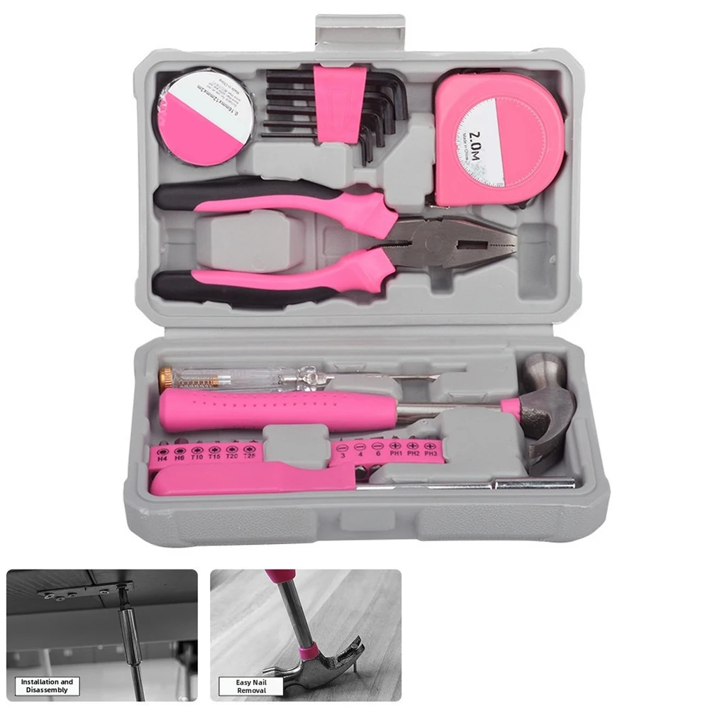 Robust Household Tool Kit with Screwdrivers Pliers and Measuring Tape for General Repairs and Furniture Assembly