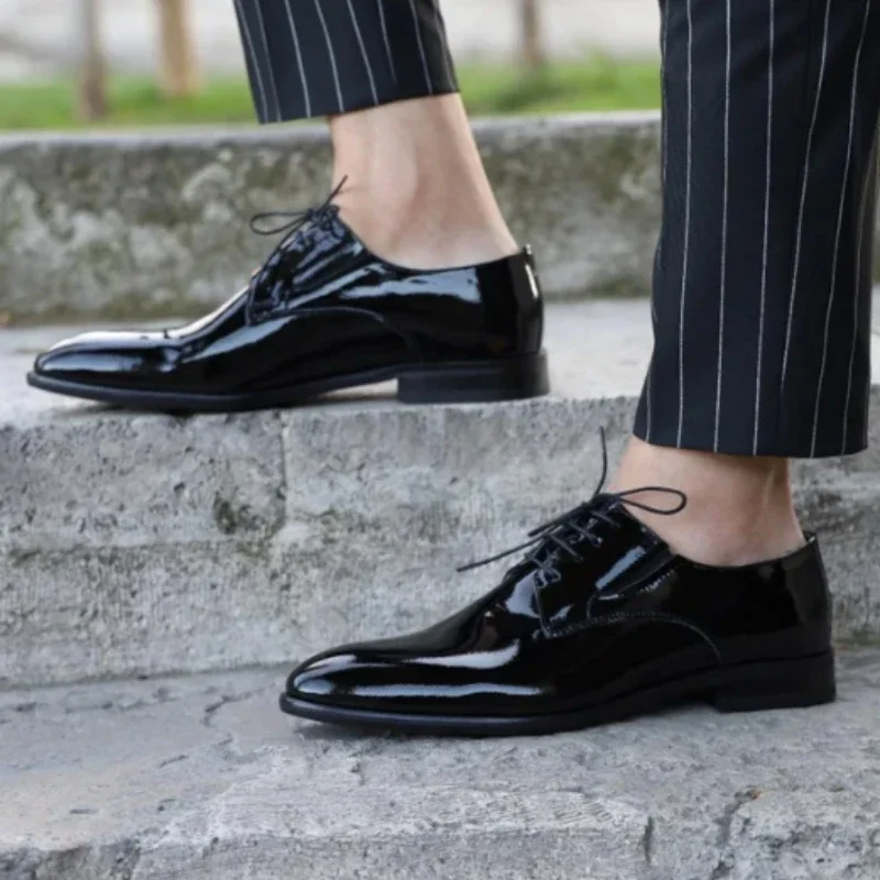 Nieuwe Zwarte Oxfords Voor Mannen Lakleer Groene Trouwschoenen Voor Mannen Met Maat 38-48 Heren Formele Schoenen