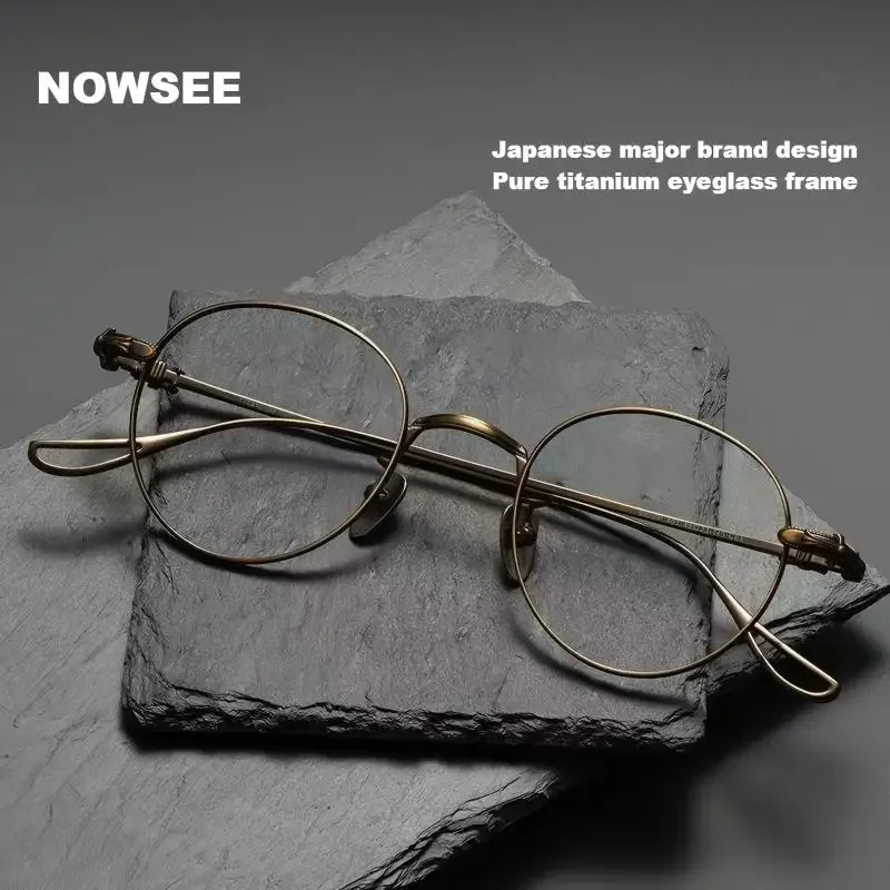

NOWSEE Men And Women Retro Round Pure Titanium Frame Prescription Anti Blue Light Casual Designer Computer Glasses Eyewear