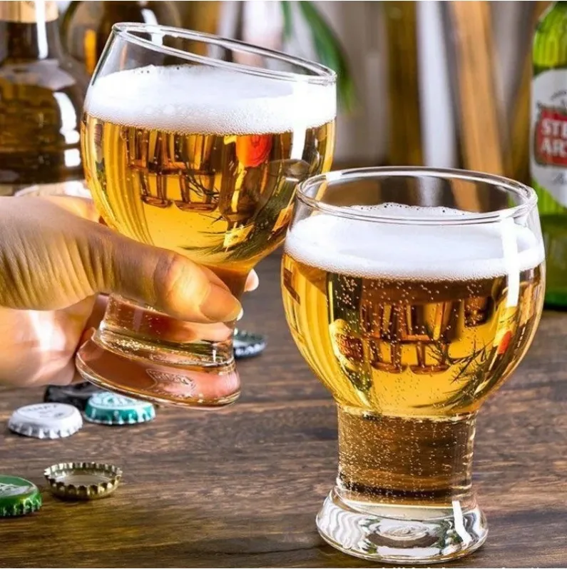 

455ml Beer Cup Craft Brewing Creative Glass Cup Large Capacity Household Glass Belly Draft Beer Cup Wholesale Cups Big Drinkware