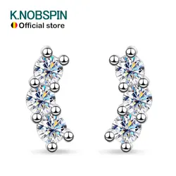 KNOBSPIN D VVS1 Full Moissanite Earrings for Women Classic Trendy Party Daily Wear GRA Certified s925 Sliver Plated 18k Earring