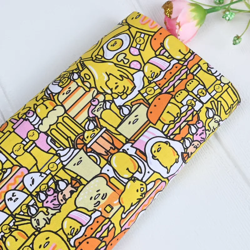 45X105cm Sanrio Gudetama Plain 100% Cotton Fabric For Sewing Patchwork Clothes DIY Quilting Needlework Material