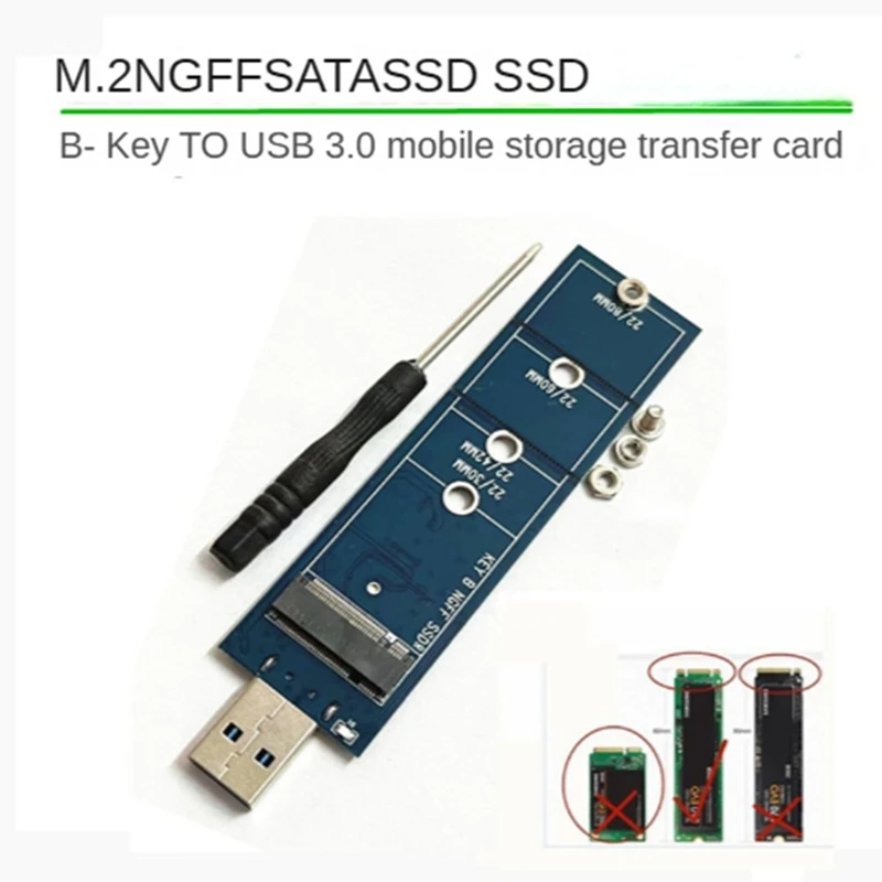 Blue M.2 NGFF HDD Adapter Card Solid State Drive To USB3.0 Adapter Card M.2 SATA Protocol B-Mey