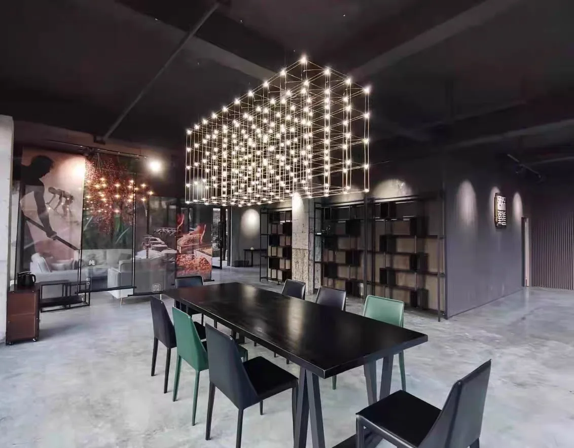 Cube pendant lamp Nordic dining table lamp modern simple luxurious creative firefly front desk a living room LED lamp