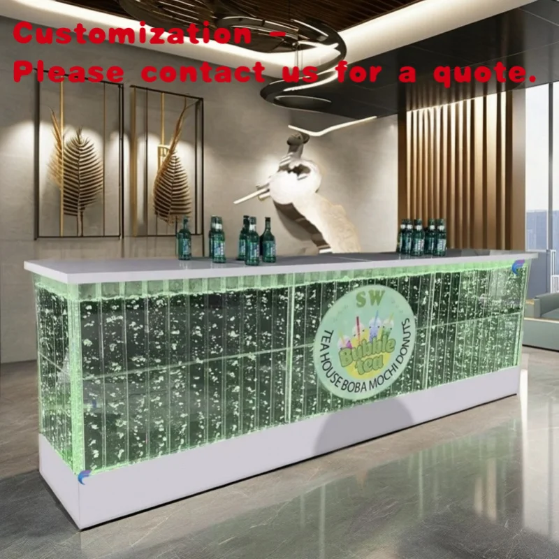 

custom.Modern Plastic LED Bubble Wall Bar Table with RGB Lighting Stylish Reception Counter Design Wine Cellar & Home
