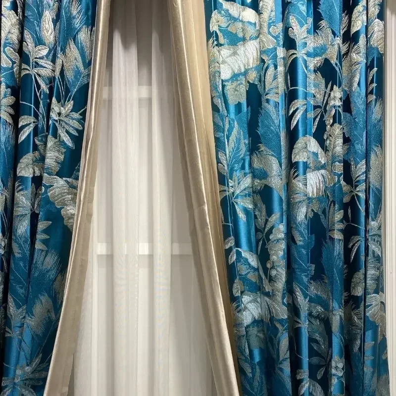 New Chinese American Flower Idyllic Romantic Curtains for Living Dining Room Bedroom Windows Door Valance High Shading