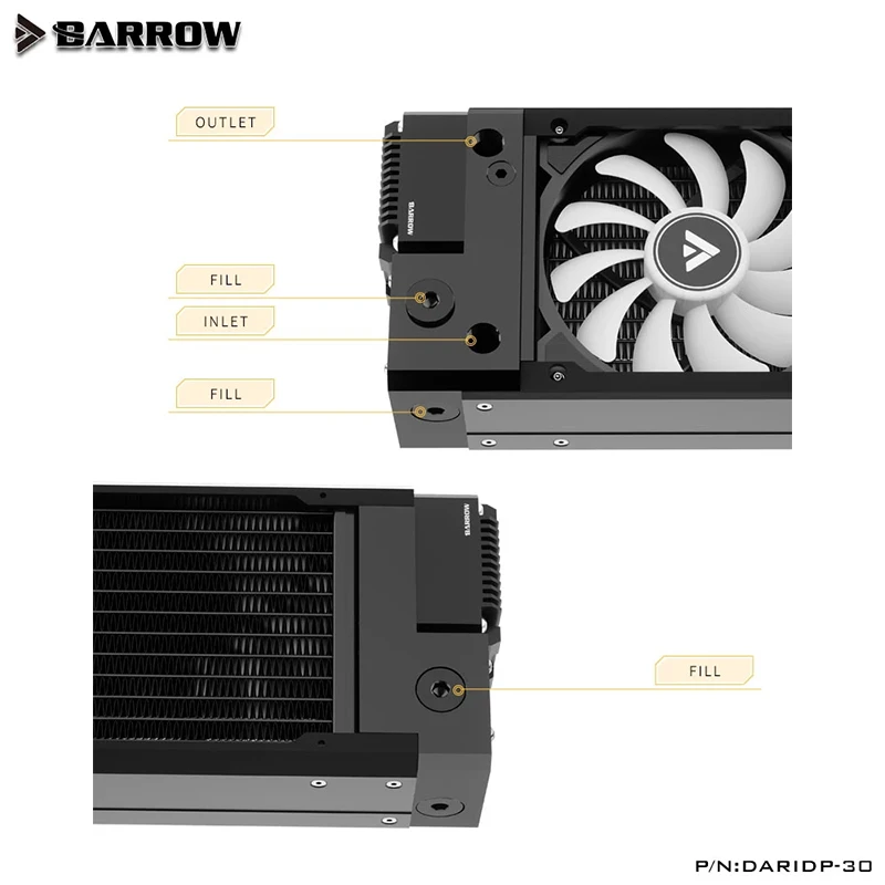 Combinação aio do ventilador do radiador da bomba do carrinho de mão, para o refrigerador líquido do sistema de refrigeração de água, radiador de 240mm/360mm, DARIDP-30