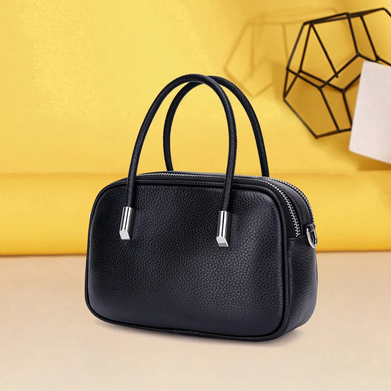 

Top Grain Leather Tote Bag for Women 2025 - Chic Crossbody Purse with Solid Color Double Compartment, Everyday Casual Essential